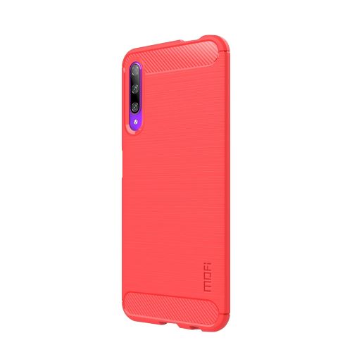 Coque en TPU peau de fibre de carbone brossée rouge pour votre Huawei Honor 9X/9X Pro