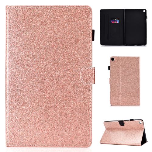 Etui en PU étincelant or rose avec support et porte-cartes pour votre Samsung Galaxy Tab A 10.1 (2019) SM-T510/SM-T515