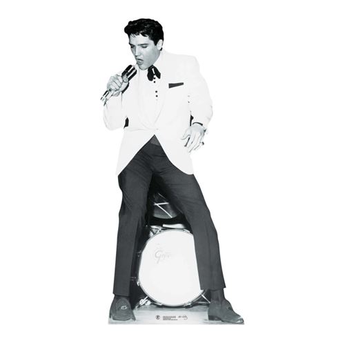 Figurine en carton Elvis blanc Veste et tambour 179 cm