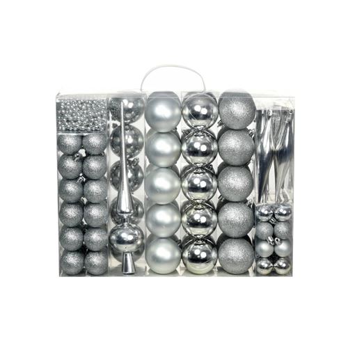 vidaXL Kerstballenset 6 cm zilver 113-delig