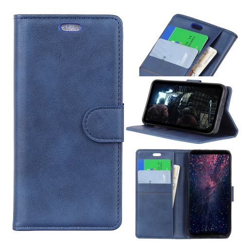 Etui en PU mat avec support bleu pour votre Nokia 3.1 Plus