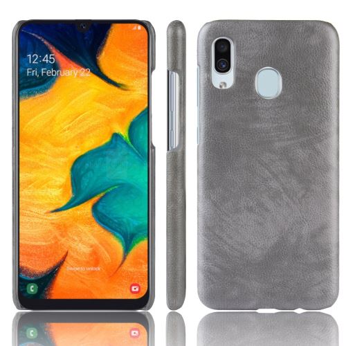 Etui en PU litchi gris pour votre Samsung Galaxy A40