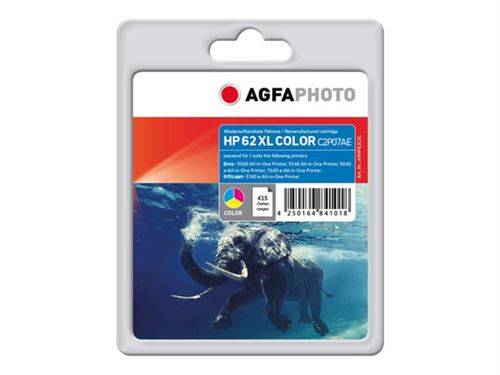 AgfaPhoto - Kleur (cyaan, magenta, geel) - compatibel - inktcartridge (alternatief voor: HP C2P07AE, HP 62XL) - voor HP Envy 55XX, 56XX, 76XX; Officejet 200, 250, 252, 57XX, 8040