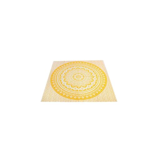 Plaid fouta en coton carré 180x180 cm MUMBAI jaune, par Soleil d'ocre