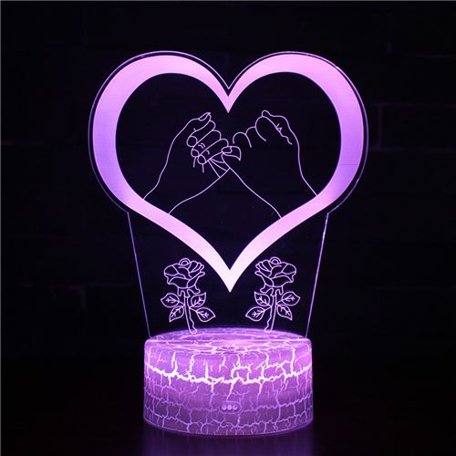 Lampe 3D Tactile Veilleuses Enfant 7 Couleurs avec Telecommande - L'amour #585