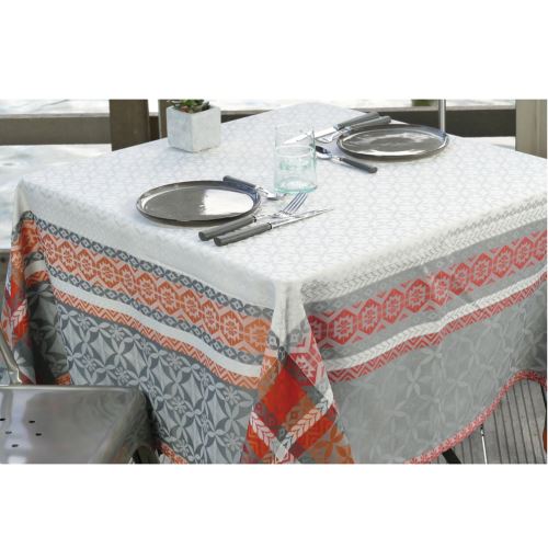 Nappe enduite Maréva 150 x 150 cm - gris et Orange