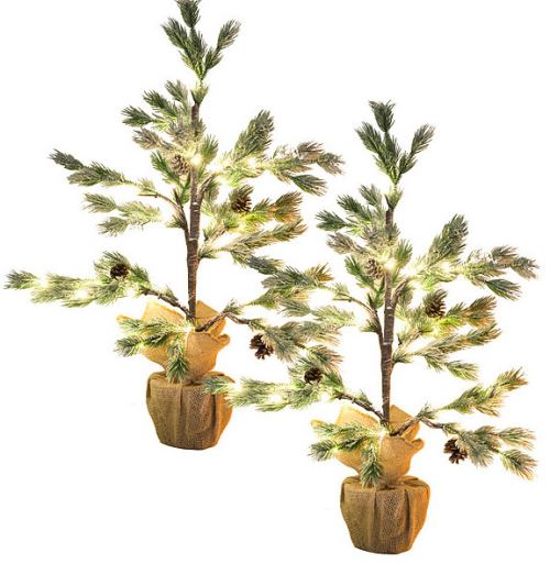 Lot de 2 sapins artificiels enneigés en pot 70 cm