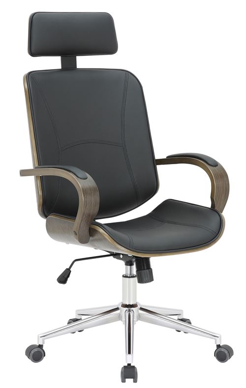 Fauteuil de Bureau Dayton en Similicuir - Chaise de Bureau avec Roulettes Accoudoirs - Réglable en hauteur Pivotante - Couleur Noir/Gris