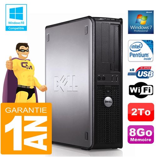 PC Dell 380 Dt Intel E5300 Ram 8Go Disque 2 To Graveur Dvd WiFi W7
