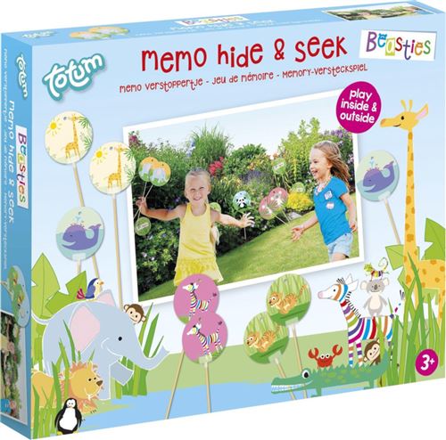 Totum jeu de mémo à cache-cache 30 cm bois/carton bleu 4 parties