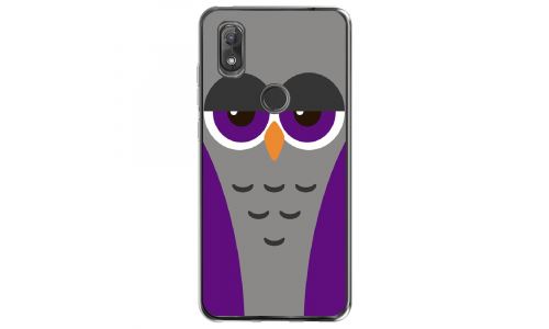Coque souple pour Wiko View 2 avec impression Motifs chouette endormie mauve et grise