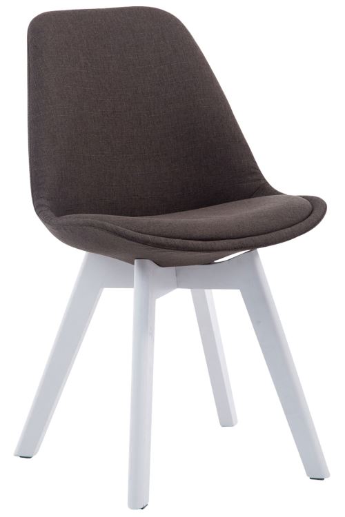 Chaise de Salle à manger Borneo V2 en Tissu - Style scandinave - Chaise Visiteur avec Piètement en Bois de Hêtre Blanc - Couleur Gris foncé