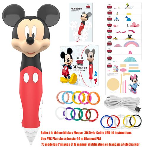 Stylo De Dessin D'impression 3D Mickey Mouse Chargeur USB-Rouge