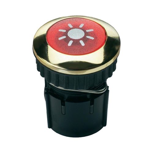 Grothe Sonnette Bouton, douille laiton Protact 102 LED, plaqué or/rouge, 1522067