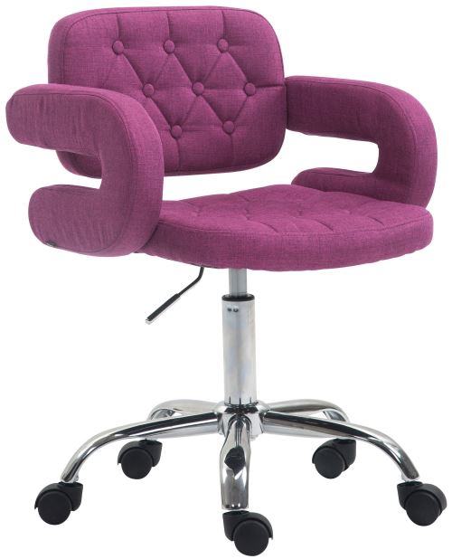 Tabouret de Travail Dublin en Tissu avec Dossier matelassé et Accoudoirs- Couleur Violet