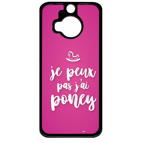 Coque htc m9+ plus je peux pas jai poney fond rose fushia