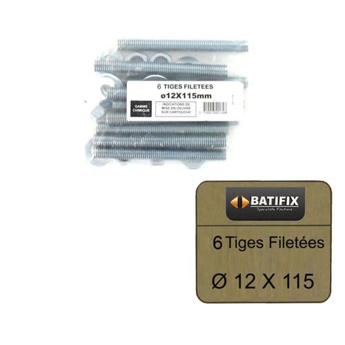 Pack de 6 Tiges Filetées M12 BATIFIX diamètre 12 x 115mm