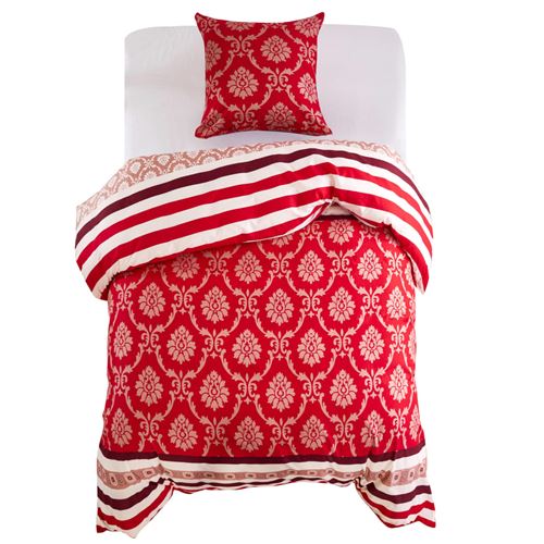 vidaXL Dekbedovertrekset gestreept 140x220/60x70 cm rood 2-delig