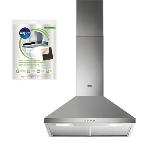 hotte pyramide faure 1118608 hotte décorative murale largeur 60cm avec filtres cassettes aluminium lavable au lave-vaisselle.