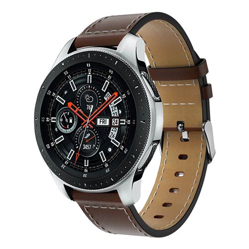 Avizar Marron Bracelet Samsung Galaxy Watch 46 Mm Cuir Véritable Lisse - Image 2