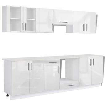 Vidaxl Set De 8 Meubles Cuisine Blanc Brillant 260 Cm Achat