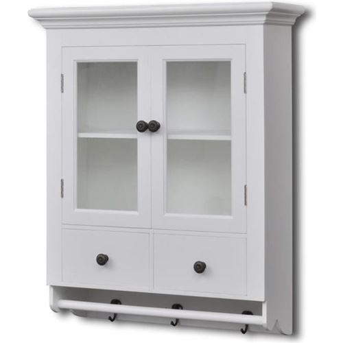 vidaXL Armoire de cuisine murale avec porte en verre Blanc Bois