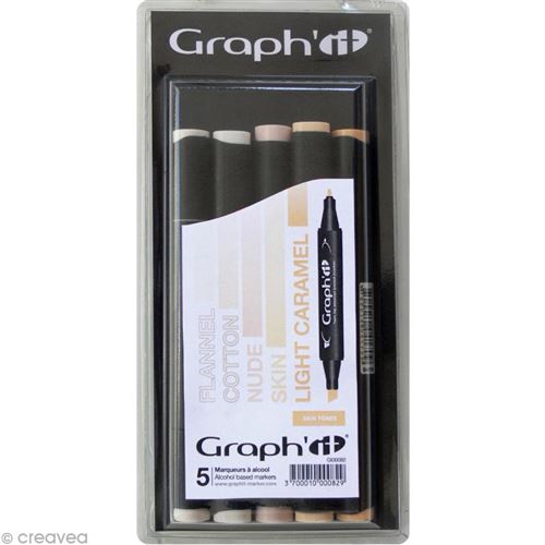 Set 5 Marqueurs à alcool Graph'it - Skin tones - Graph it
