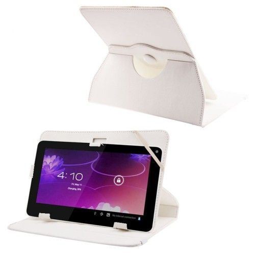 Yonis Blanc Housse Tablette Protection Universelle 9 Pouces Support 360° Intégral Cuir - Image 1