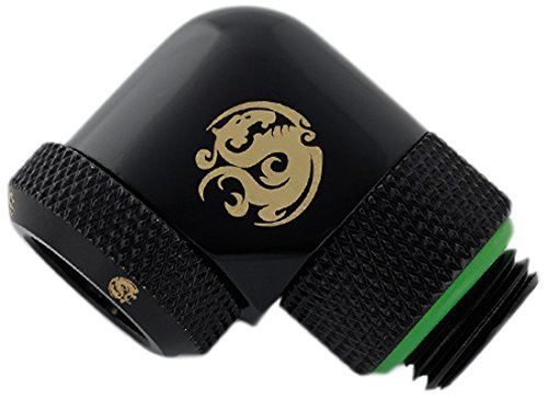 BitsPower - Connecteur à Coiffe pour Tube Transparent Crystal Link - Coudé 90° Rotatif - NOIR MAT - BP-MBE90RML