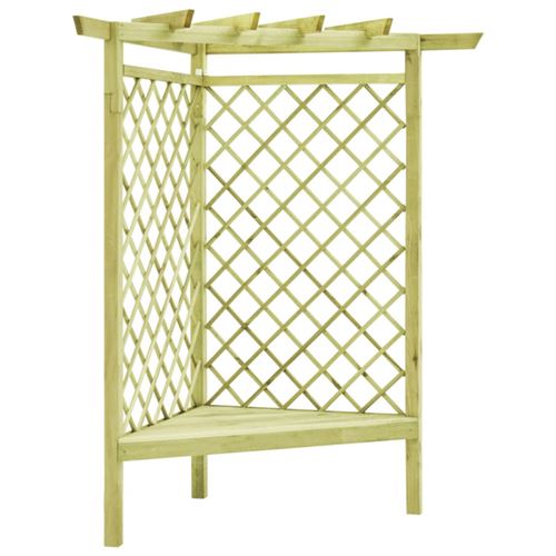 Pergola d angle avec siège 130x130x197 cm Pin imprégné