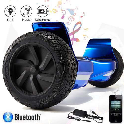 Hoverboard TOUT TERRAIN 8.5 Moteur 700W Bluetooth LED Sac et Télécommande - BLEU PLACAGE