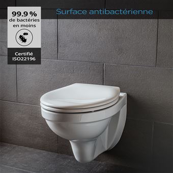 Abattant WC Avec Frein De Chute - Fermeture Douce, Résistant 100 Kg, Blanc, Silencieux