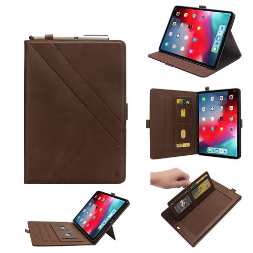 Etui en PU flip multi-slot café pour votre Apple iPad Pro 11-inch (2018)