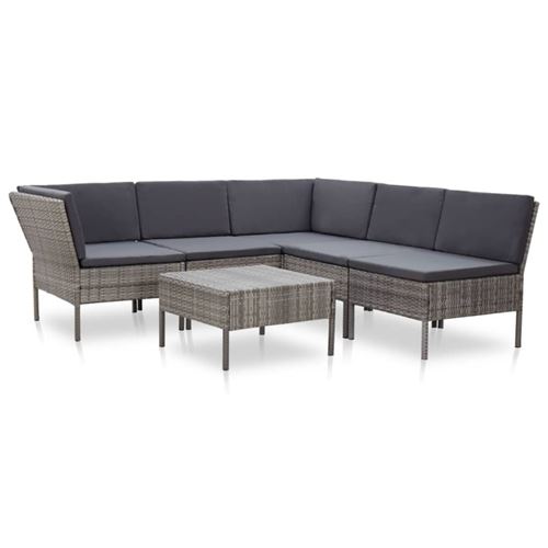 Vidaxl salon de jardin 6 pcs avec coussins r&eacute;sine tress&eacute;e gris 48950