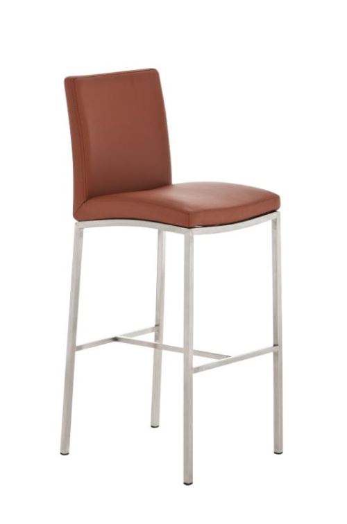 Tabouret de bar Freeport en Similicuir - Chaise haute avec Repose-pieds - Piètement Métal - Couleur Marron Clair