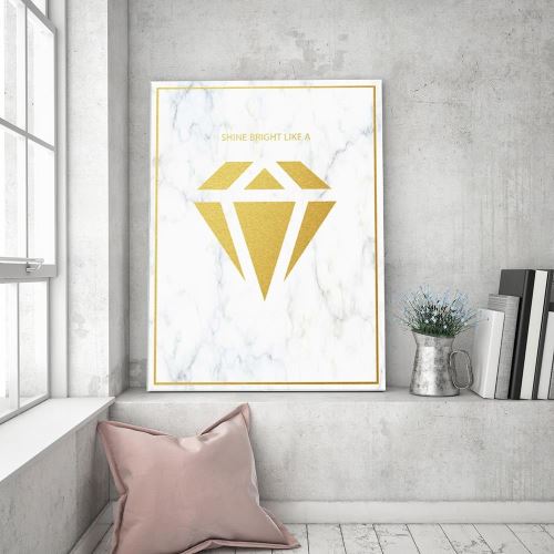 Decoration Murale Tableau Sur Toile Image Canevas Diament Dore Fond Blanc Marbre Motivation 40x60 Achat Prix Fnac