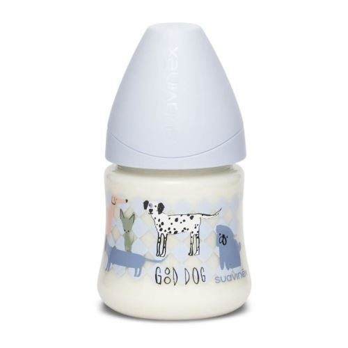 SUAVINEX - biberon 150ml tet ronde 3 vitesses good dog bleu