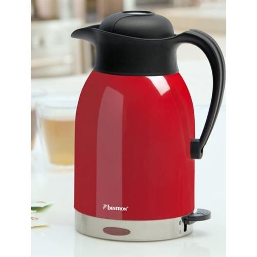 Bestron draadloze waterkoker thermo 1,5 L 1600 W rood/roestvrij staal ATW1600