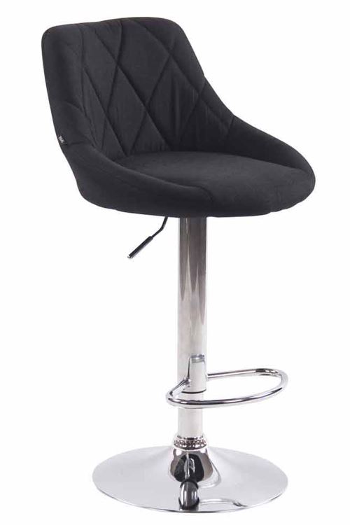 CLP Tabouret de bar Lazio en Tissu Hauteur réglable siège pivotant , Noir /Chrome