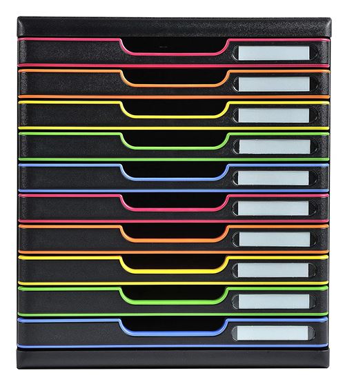 Exacompta 30914D Modulo A4 Lot de 10 Tiroirs Noir/Arlequin
