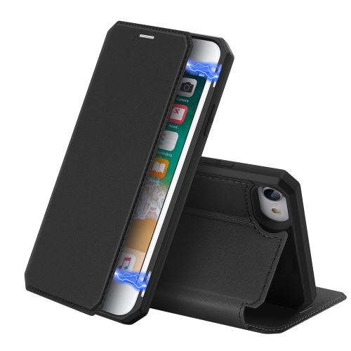 Etui en PU flip magnétique avec porte-carte noir pour votre Apple iPhone 7/8 4.7 pouces