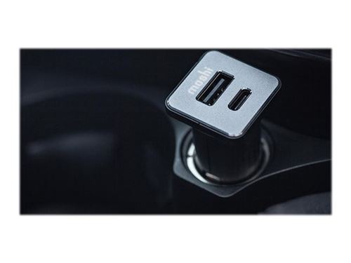 Moshi - Adaptateur d'alimentation pour voiture - 35 Watt - 2 connecteurs de sortie (USB, USB-C) - noir