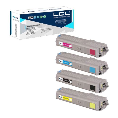 LCL Cartouche de Toner Compatible C532DN C542DN MC563DN MC573DN 46490608 (1Noir 1Cyan 1Magenta 1Jaune) Remplacement pour OKI C532dn/C542dn/MC563dn/ MC573dn