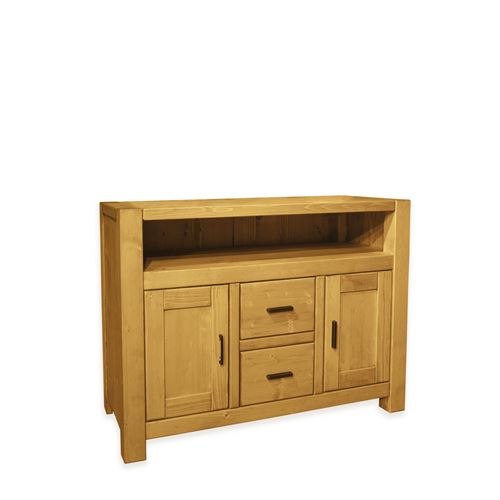 Meuble TV Contemporain en Bois 2 Portes 2 Tiroirs 120 cm MORZINE