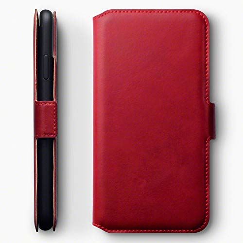 TERRAPIN Coque iPhone XS Max iPhone XS Max Étui en Cuir Naturel - Ajustement Ultra Mince- Support de visualisation- Fentes pour Cartes de crédit - Rouge