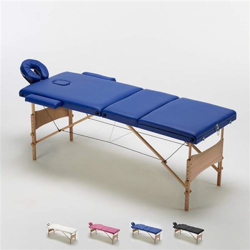 Bodyline - Health and Massage - Table de massage portable pliante en bois 3 Zone 215 cm Reiki, Couleur: Bleu