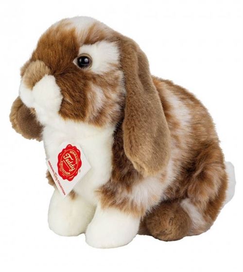 Peluche lapin blanc et marron Hermann 20 cm