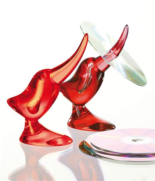 Genie Support pour CD BIRDY en acrylique en forme d'oiseau Rouge