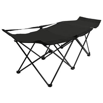 Chaise longue pliable Noir Acier 47765 Chaise longue pliable Noir Acier 47765