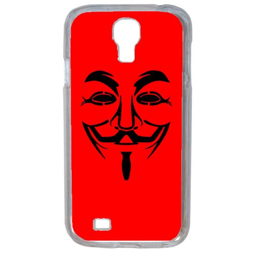 Coque Anonymous Rouge Compatible Samsung Galaxy S4 Transparent
